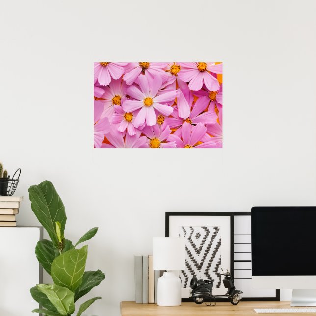 Póster Flores Rosadas (Oficina en casa)
