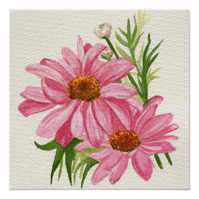 Póster Flores rosadas (Anverso)