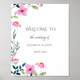 Póster Flores Rosadas de Jardín