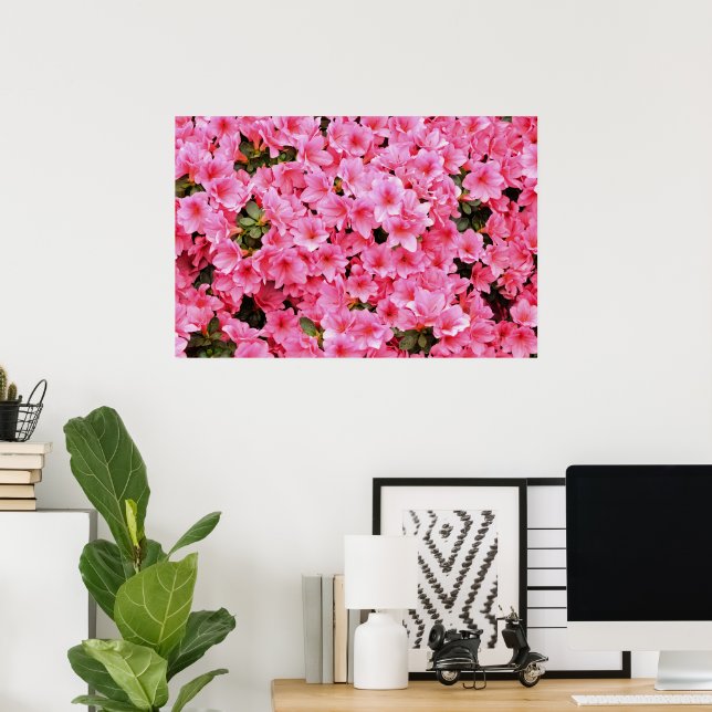 Póster Flores rosadas de rododendro (Oficina en casa)