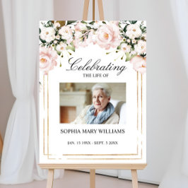 Póster Flores Rosadas de Rubor Foto Memorial Funeral