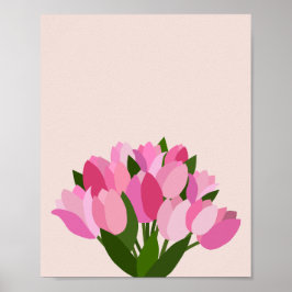 Póster Flores rosadas de tulipanes frescos
