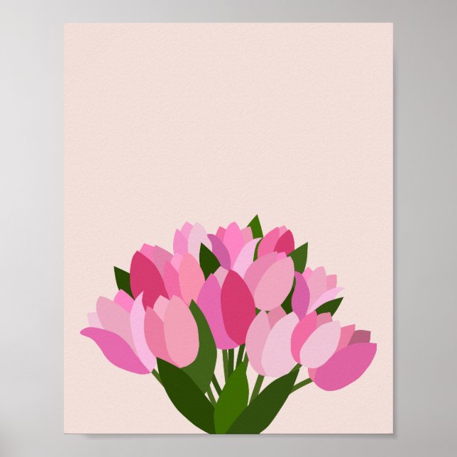Póster Flores rosadas de tulipanes frescos (Frente)
