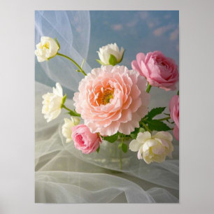 Póster Flores rosadas delicadas atemporales elegantes