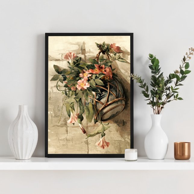 Póster Flores rosadas en jarrón colgante (Subido por el creador)
