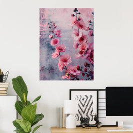 Póster Flores rosadas floreciendo