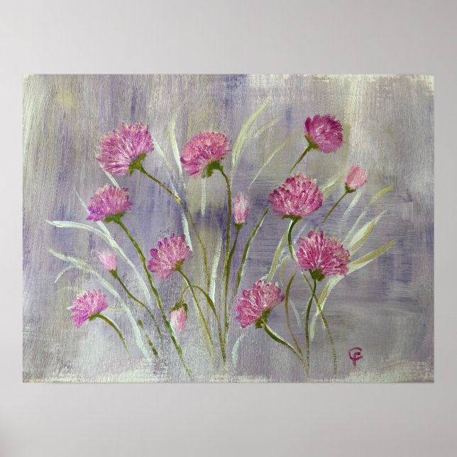 Póster Flores rosadas silvestres (Frente)