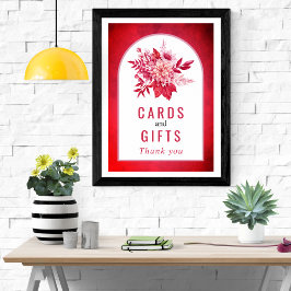 Póster Flores rosadas y rojas y boda folicular