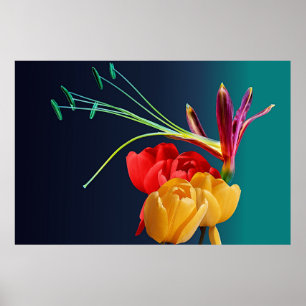 Póster Flores Rosas