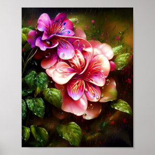 Póster Flores rosas brillantes
