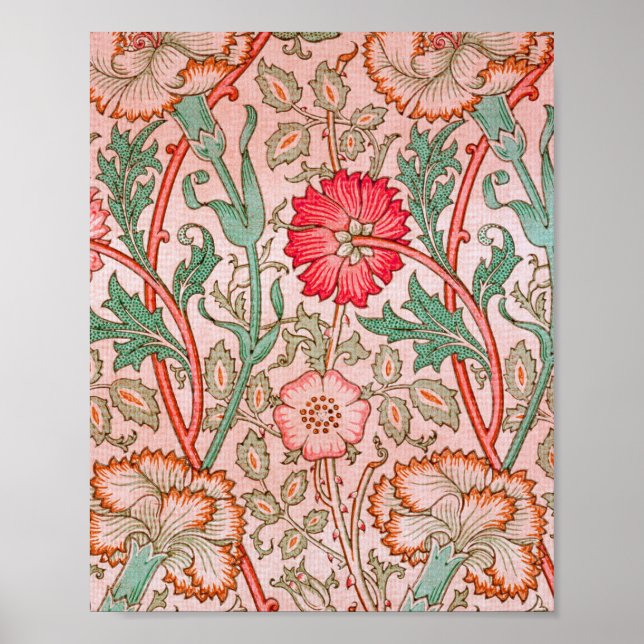 Póster Flores rosas de William Morris (Frente)