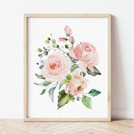 Póster Flores rosas, flores acuáticas, guardería Chica