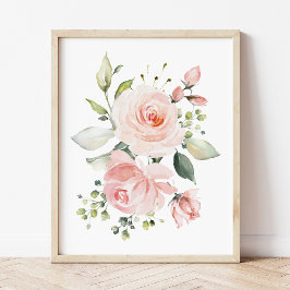 Póster Flores rosas, flores acuáticas, guardería Chica
