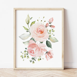 Póster Flores rosas, flores acuáticas, guardería Chica
