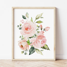 Póster Flores rosas, flores acuáticas, guardería Chica
