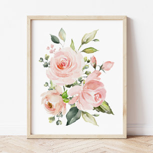Póster Flores rosas, flores acuáticas, guardería Chica