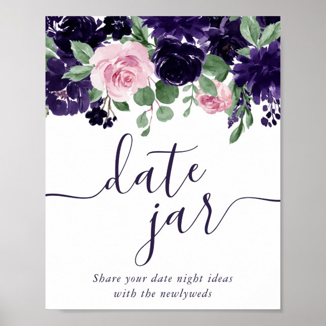 Póster Flores | Rosas púrpura y rosa Fecha Jar (Frente)
