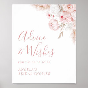 Póster Flores rosas turbias ducha de novia consejos de de