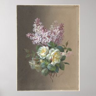 Póster Flores Rosas y Lilacs