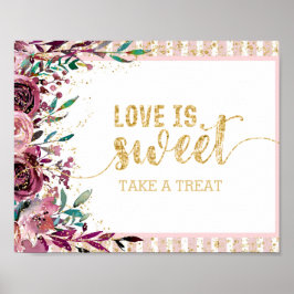 Póster Flores Rubor Stripes Gold Confetti Love is Sweet