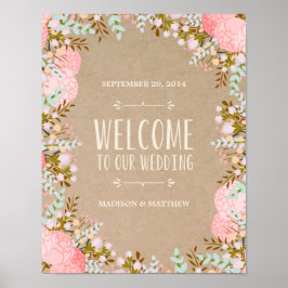Póster Flores Rústicas | Letrero de Recepción de Boda