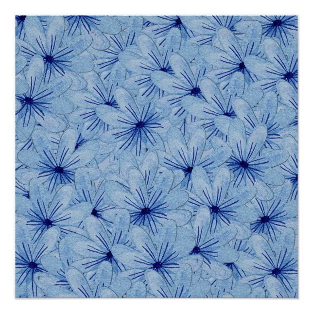 Póster Flores salvajes azul acuarela Bouquet (Anverso)