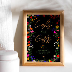 Póster Flores salvajes brillantes de boho moderno signo d