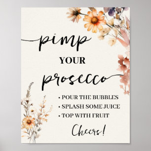 Póster Flores salvajes caídas Pímela a su Boda Prosecco