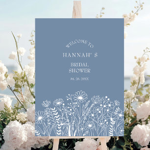 Póster Flores salvajes Dusty Blue Boho Bridal Shower Bien