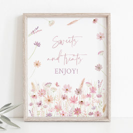 Póster Flores salvajes rosadas y turbias Tratamientos dul