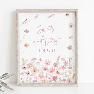 Póster Flores salvajes rosadas y turbias Tratamientos dul