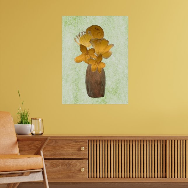 Póster Flores Secas Rústicas en Florero Acuarela (Salón 2)