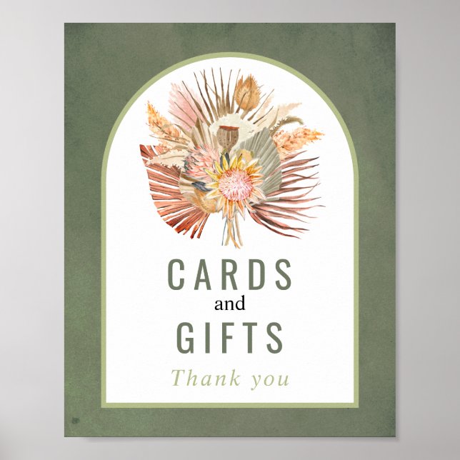 Póster Flores secas, tarjetas y regalos caen (Frente)