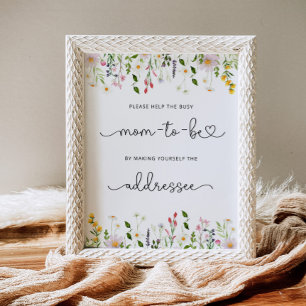 Póster Flores silvestres ayudan a la ocupada madre a abor