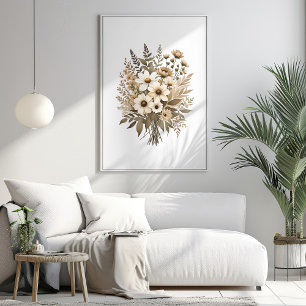 Póster Flores silvestres Boho Material acuático botánico 