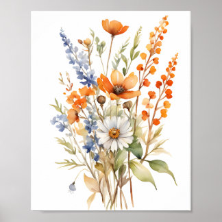 Póster Flores silvestres caídas, vibraciones cálidas del