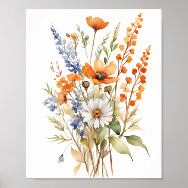Póster Flores silvestres caídas, vibraciones cálidas del  (Frente)