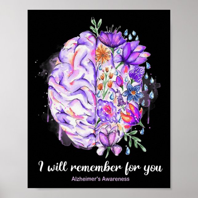 Póster Flores Silvestres Cerebro Recuerde Para Usted Alzh (Frente)