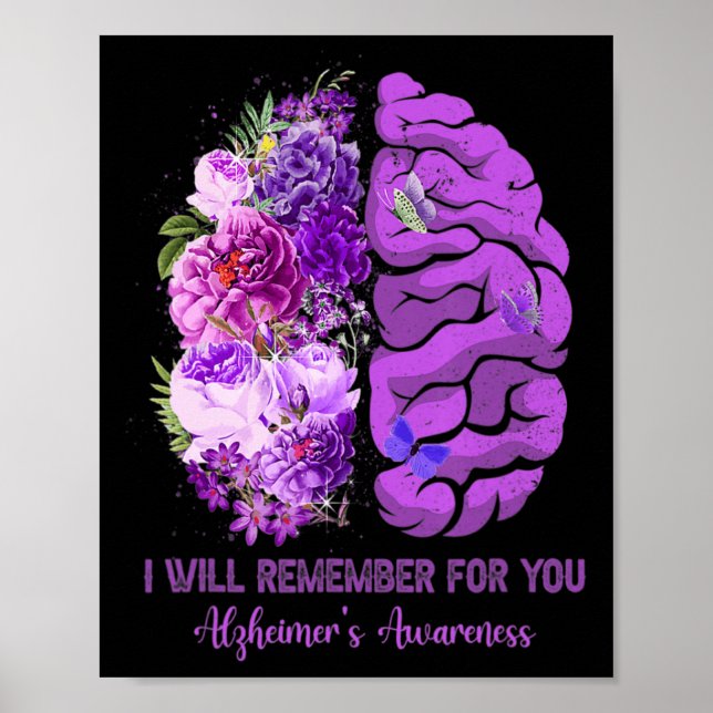 Póster Flores Silvestres Cerebro Recuerde Por Usted Alzhe (Frente)