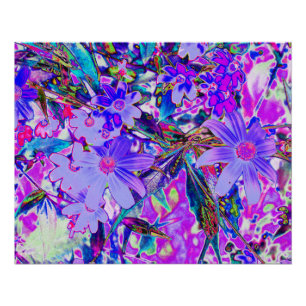 Póster Flores Silvestres Coloridas Moradas y Magenta Aluc