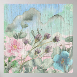 Póster Flores silvestres de acuarela rusa