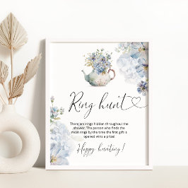 Póster Flores silvestres de azul floral traen una ducha d