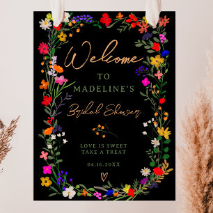 Póster Flores silvestres de boho moderno bienvenida a la 