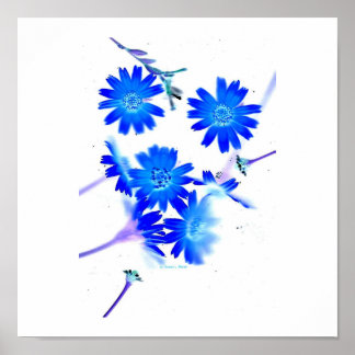 Póster Flores silvestres de color azul diseminadas