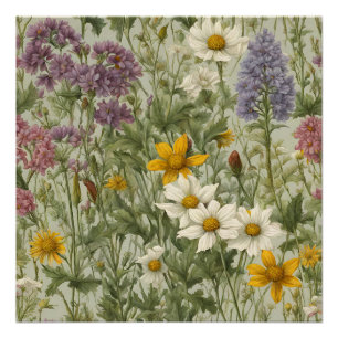 Póster Flores silvestres de color mixto vintage