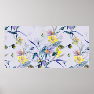 Póster Flores Silvestres De La Primavera Del Patrón Sin M