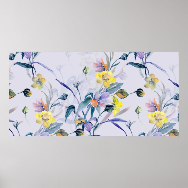 Póster Flores Silvestres De La Primavera Del Patrón Sin M (Frente)