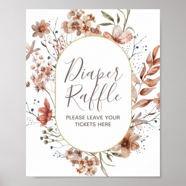 Póster Flores silvestres de otoño acuarela Diaper Raffle  (Frente)