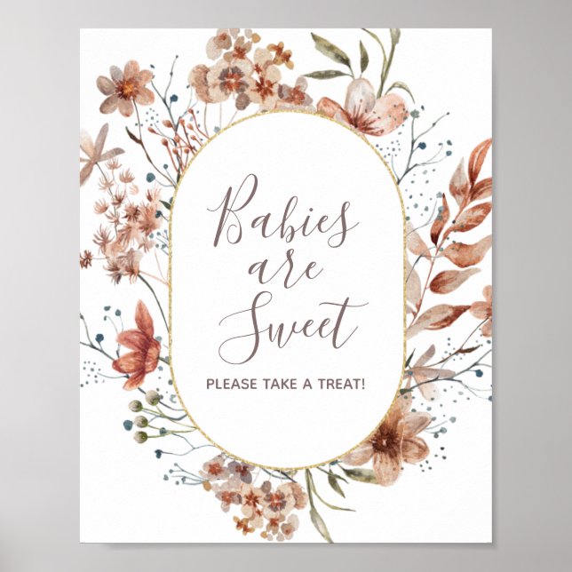 Póster Flores silvestres de otoño los bebés son dulces (Frente)