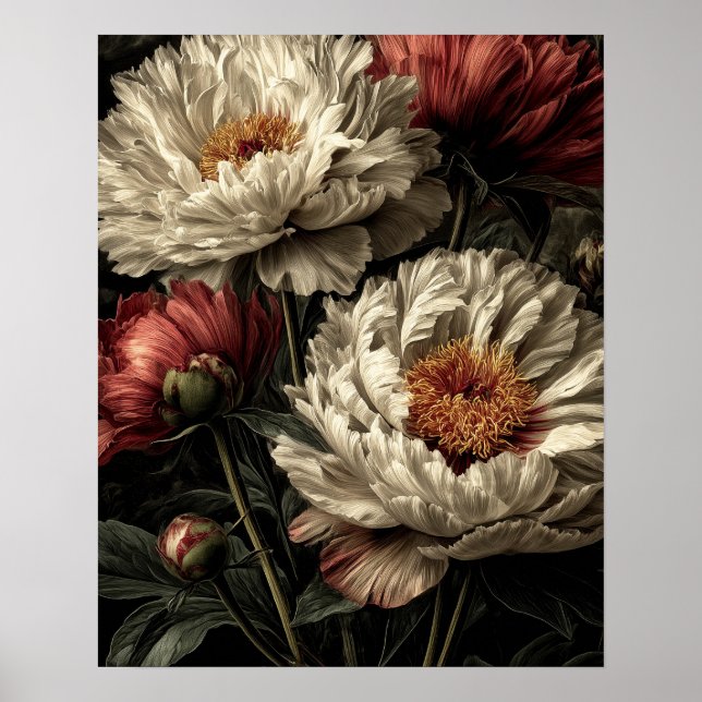 Póster Flores silvestres de peonía (Frente)